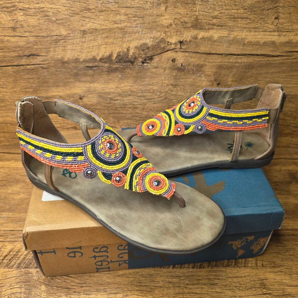 OTBT Paducah multicolor beaded boho thong sandals size 8